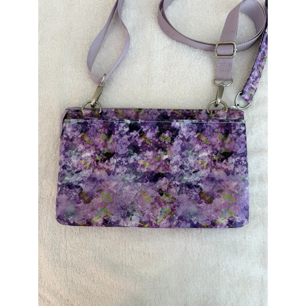 Baggallini Purple Floral Crossbody Bag Wristlet Clutch Adjustable Strap - Picture 4 of 9